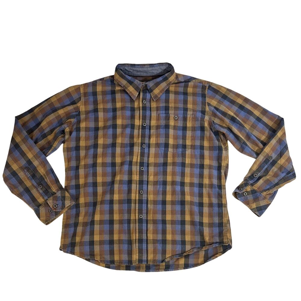 Flyshacker Mens Button Up Checked Multicolor Long Sleeve Shirt size XL